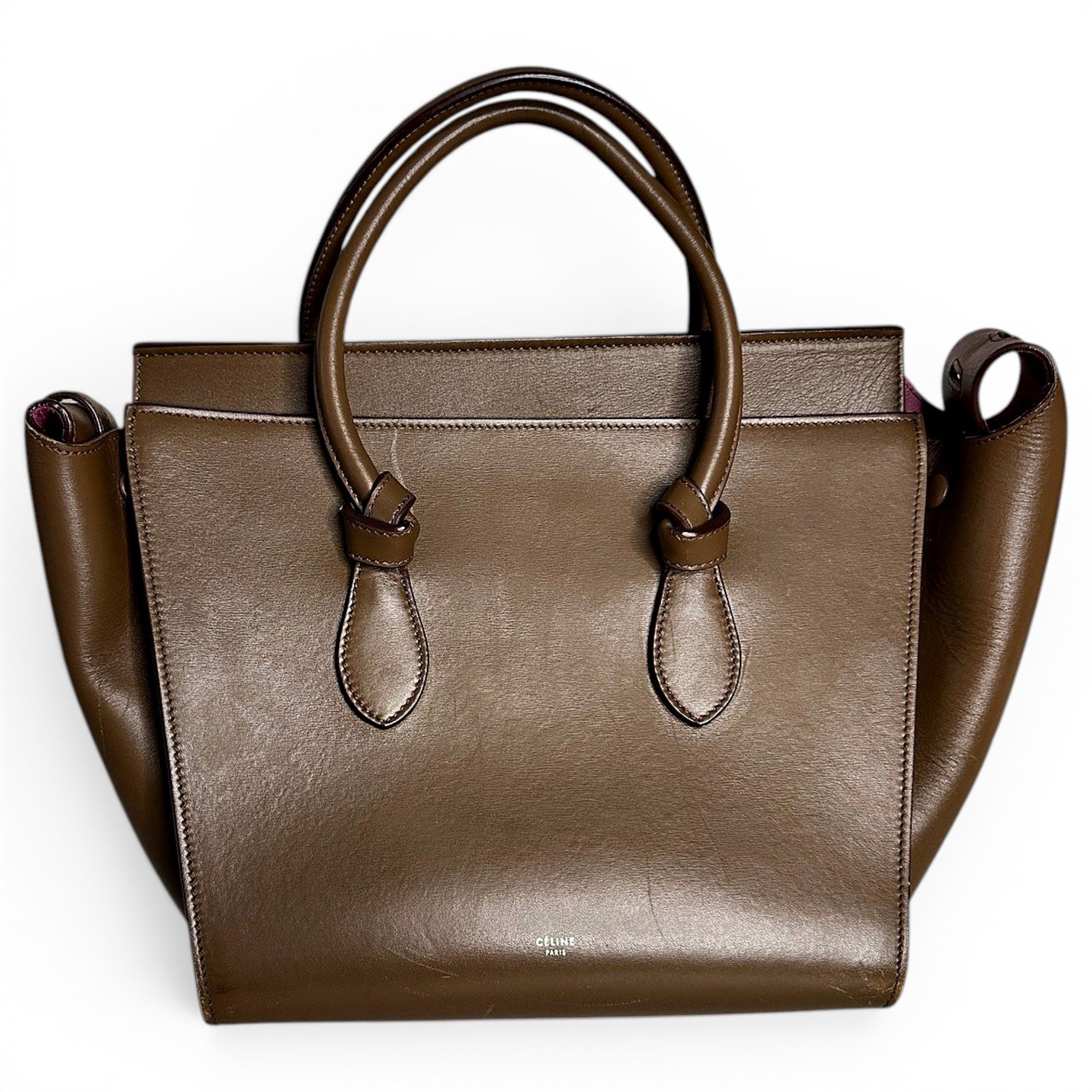 Tie leather handbag