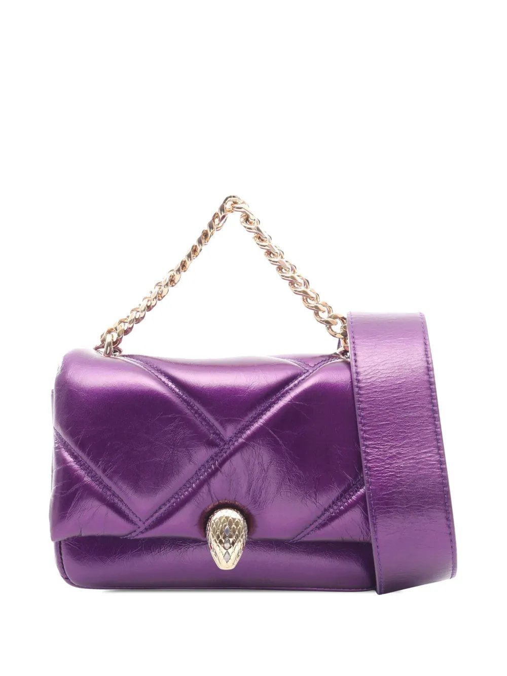 Bvlgari 2010-2026 Mini Metallic Leather Serpenti Cabochon satchel
