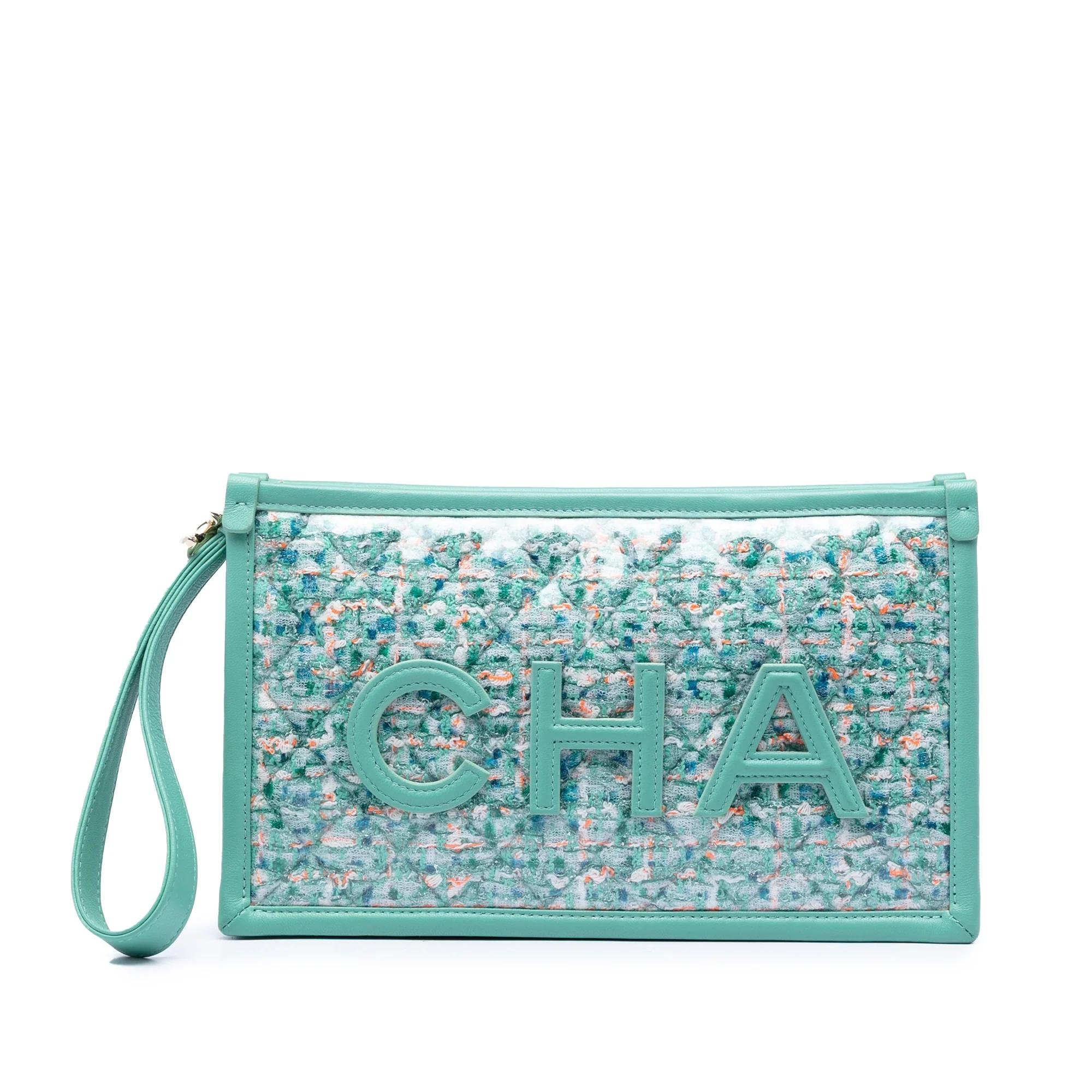 Tweed clutch bag