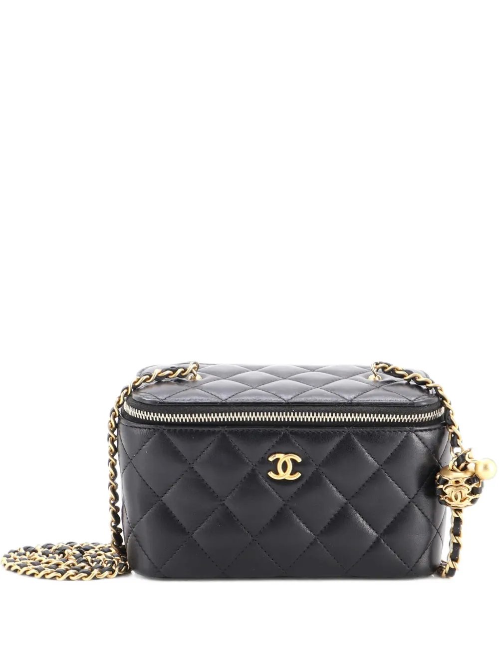 Pearl Crush Vanity Case with Chain Quilted Lambskin Small clutch bag