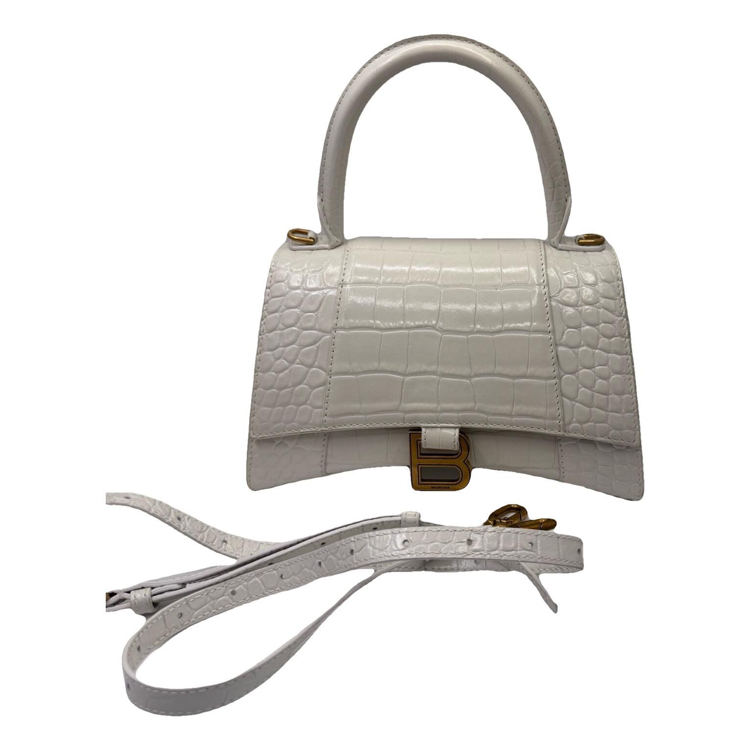 Hourglass leather handbag