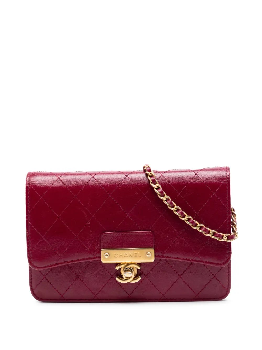 2018-2019 Stitched Goatskin Golden CC Wallet On Chain crossbody bag