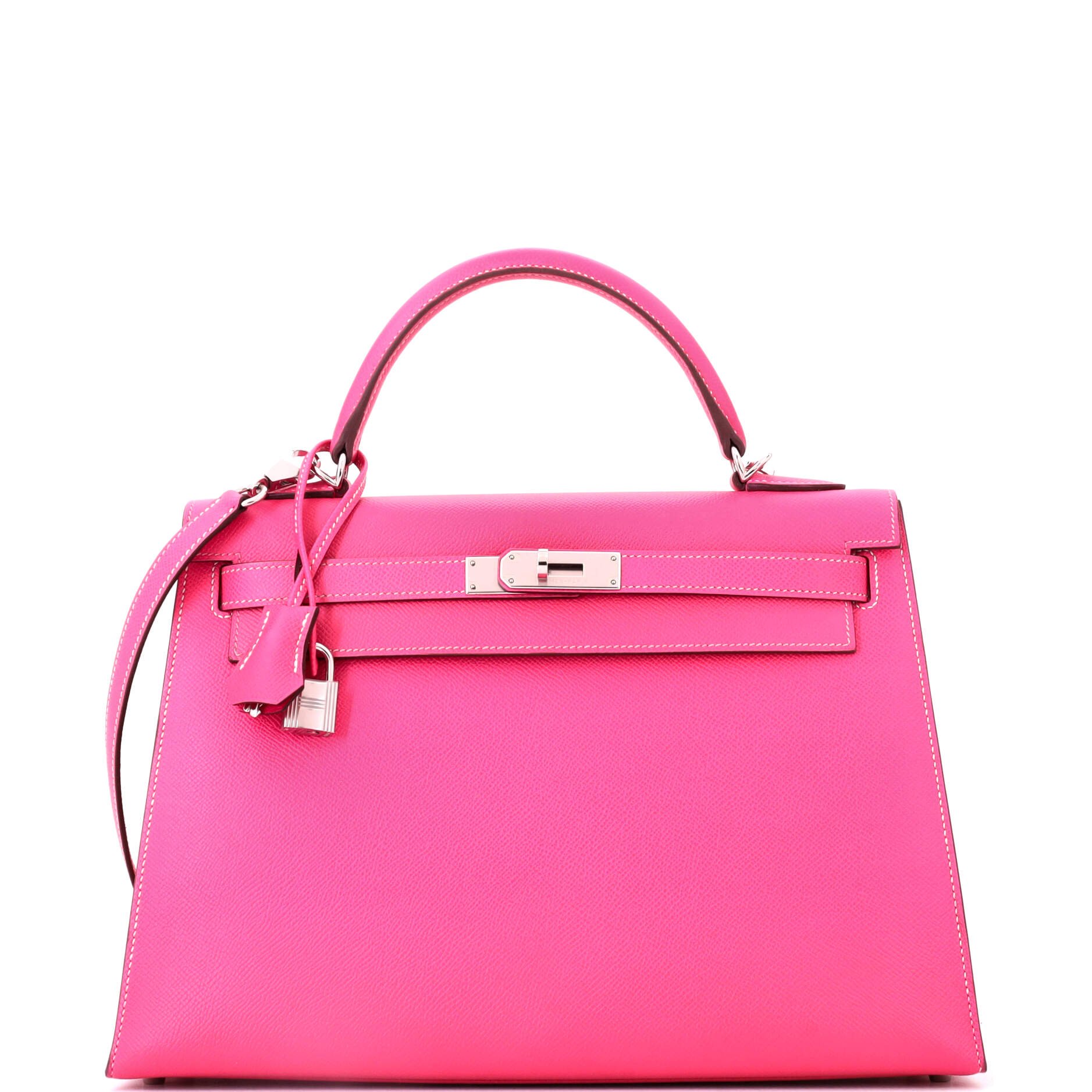 Kelly Handbag Rose Tyrien Epsom with Palladium Hardware 32