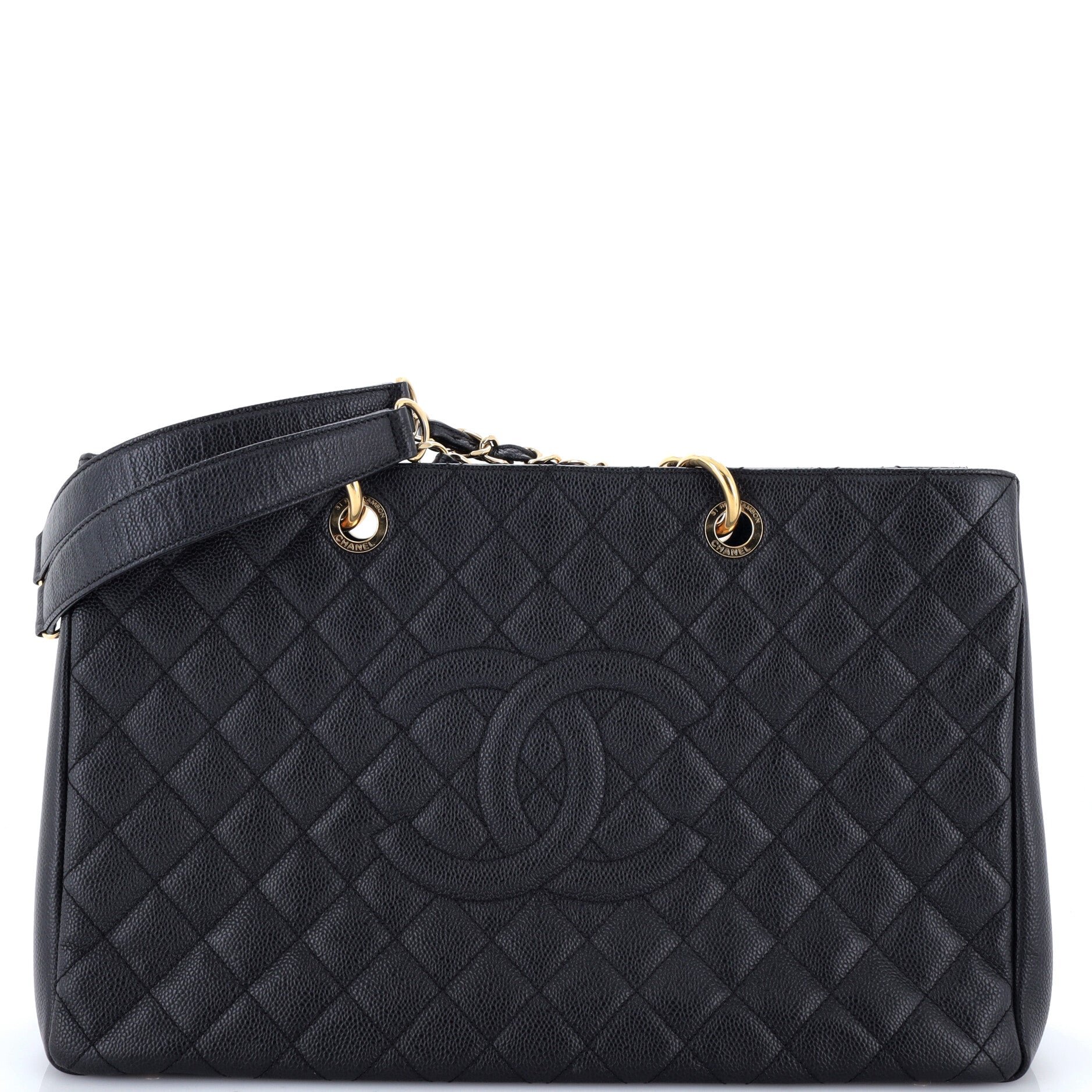 Grand Shopping Tote Quilted Caviar XL