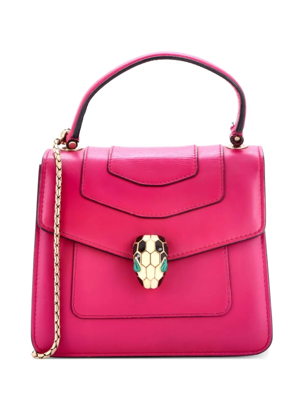 Serpenti Forever Top Handle Bag Leather Medium satchel
