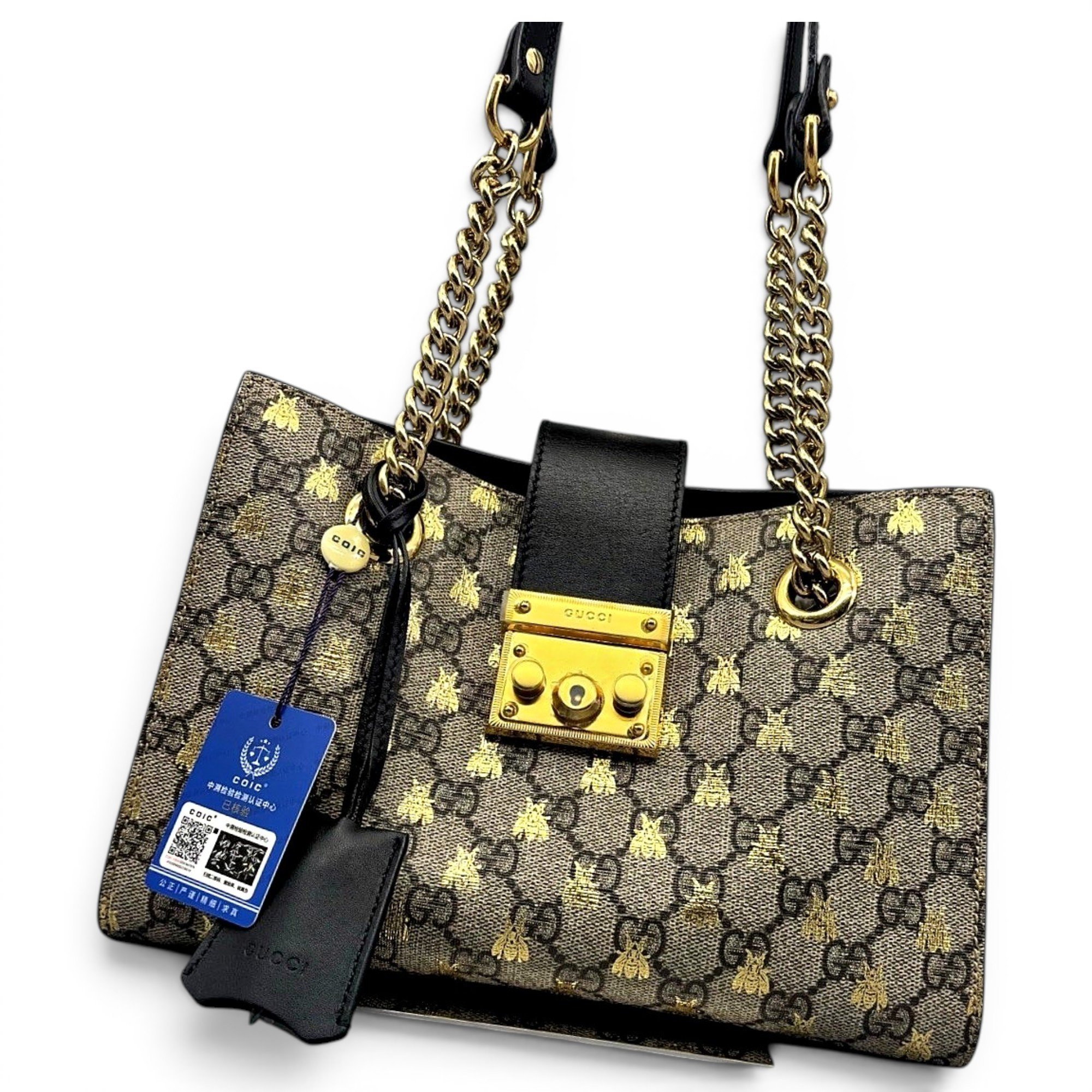 Padlock leather handbag