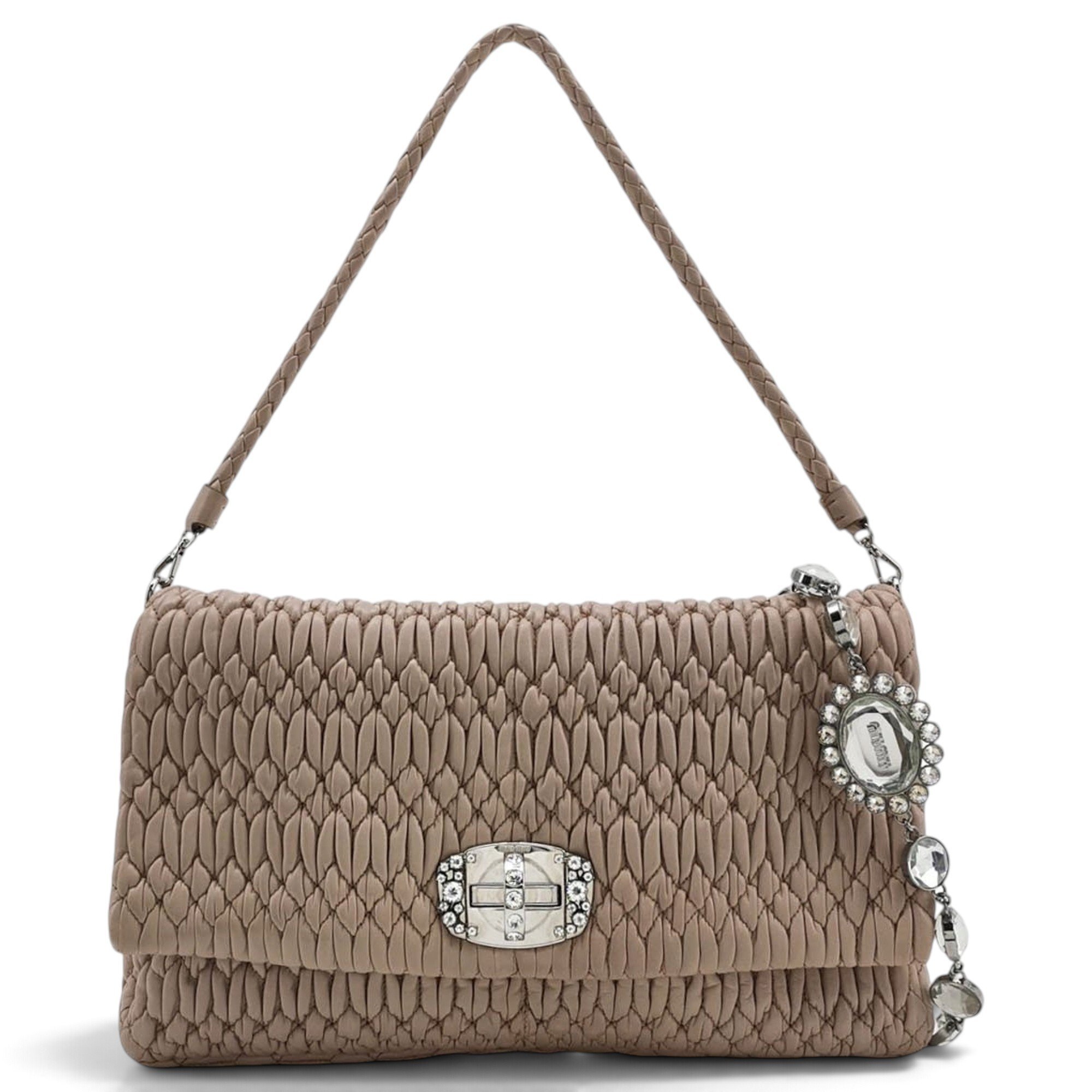 Miu Crystal leather handbag