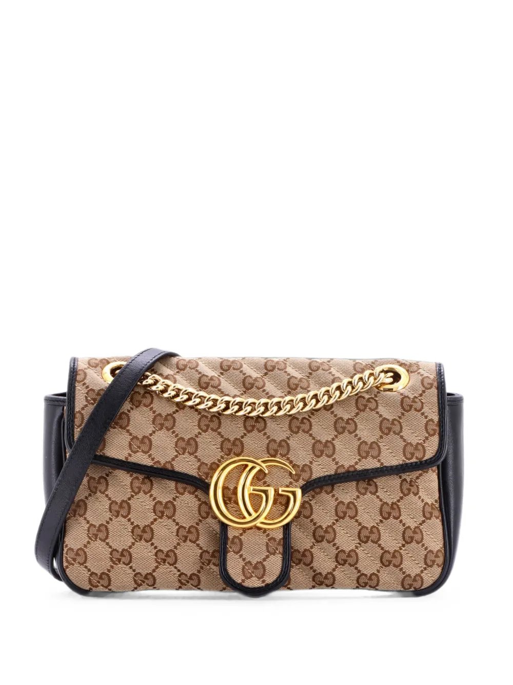 GG Marmont Flap Bag Diagonal Quilted GG Canvas with Leather Small shoulder bag