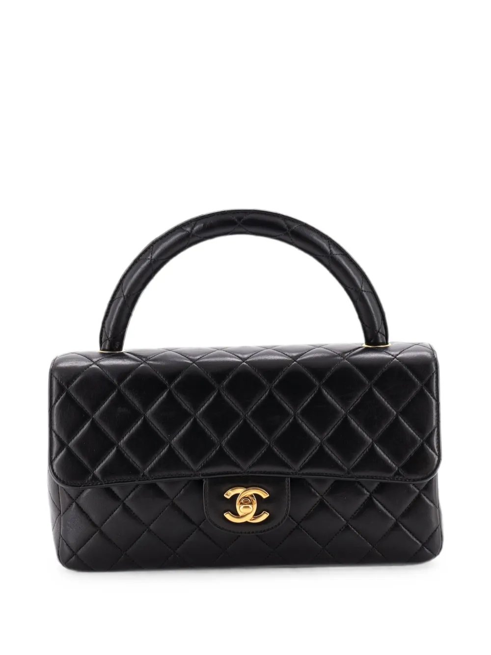 Twin Top Handle Flap Bag Quilted Lambskin Medium satchel