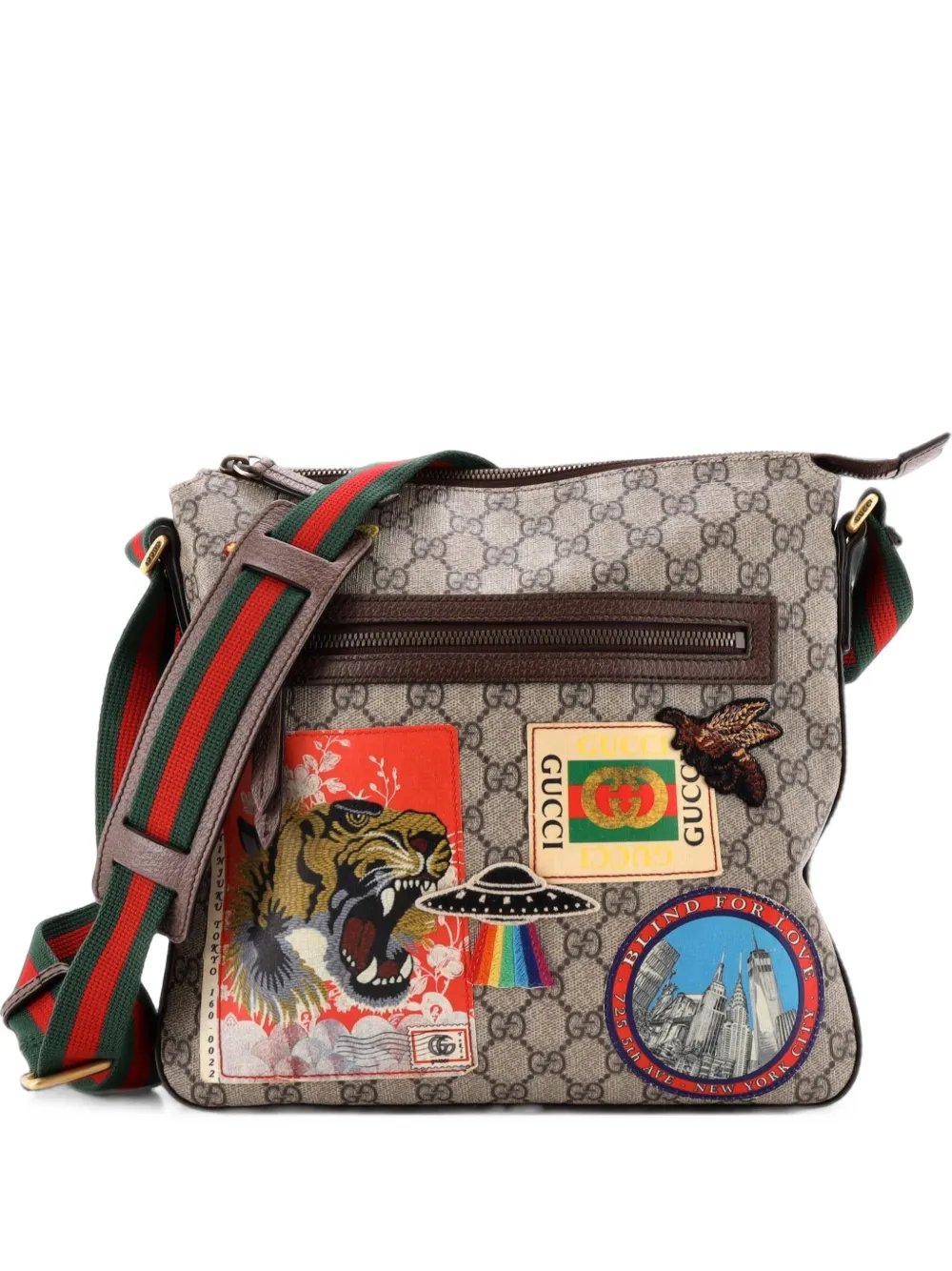 Courrier Zip Messenger GG Coated Canvas with Applique Medium crossbody bag