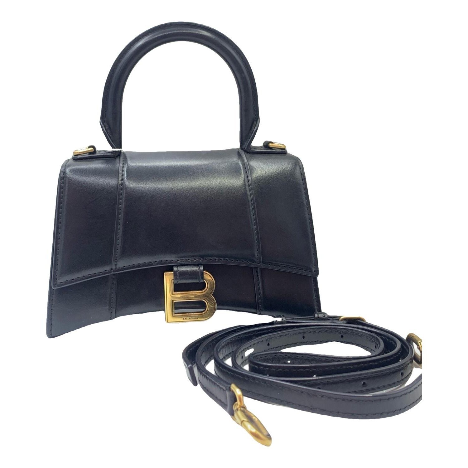 Hourglass leather handbag