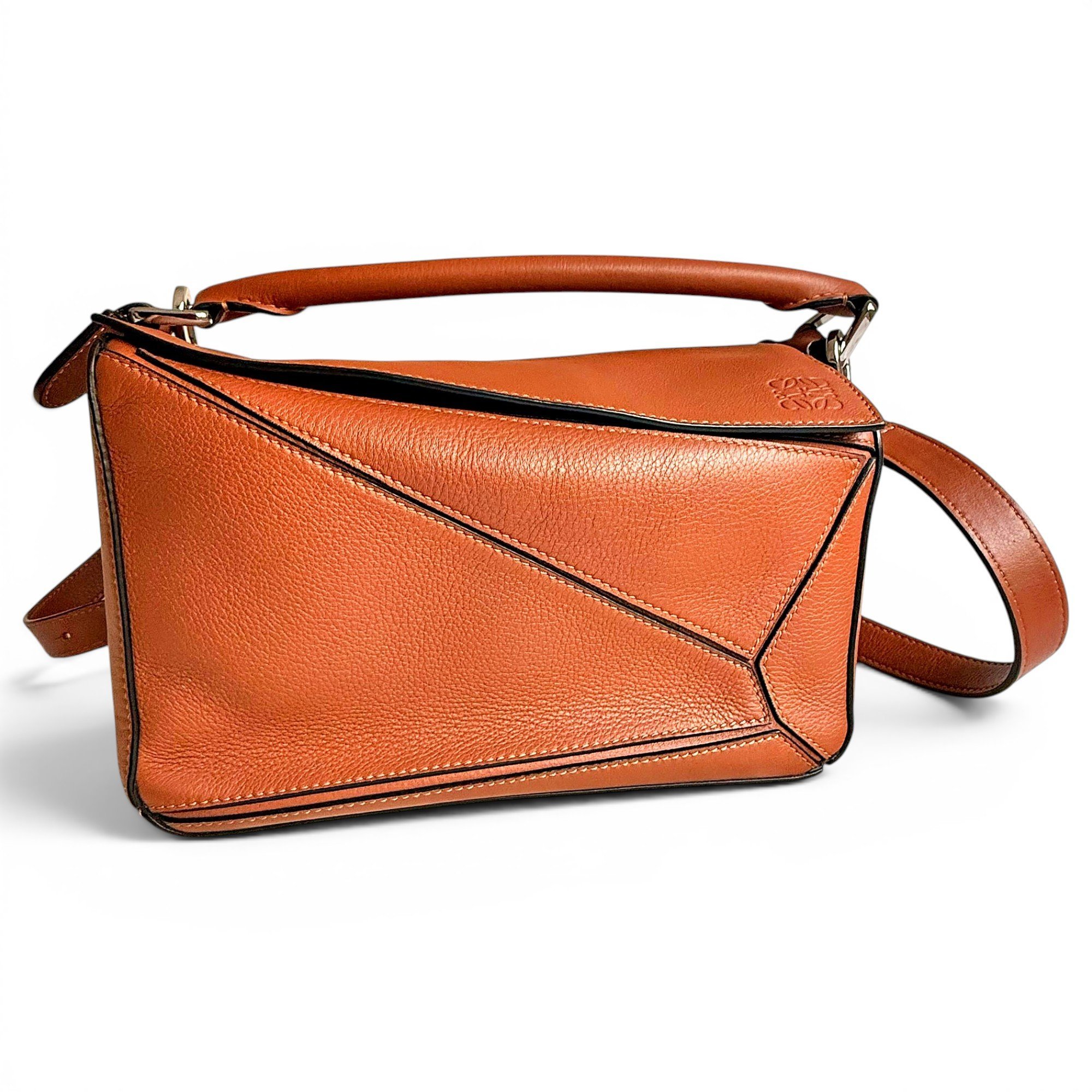 Puzzle leather handbag