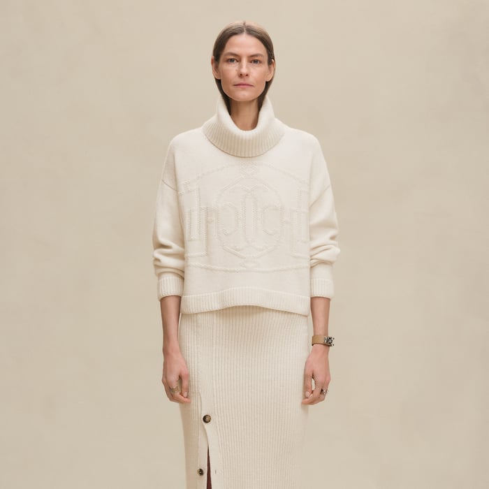Blanc Naturel Cashmere "H Lift" Long-sleeve Sweater
