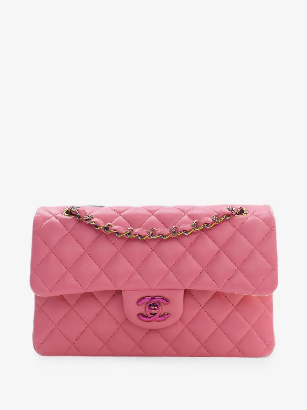 2021 Small Classic Lambskin Rainbow Hardware Double Flap shoulder bag