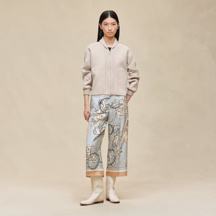 Beige Naturel Mixed Knit Jacket