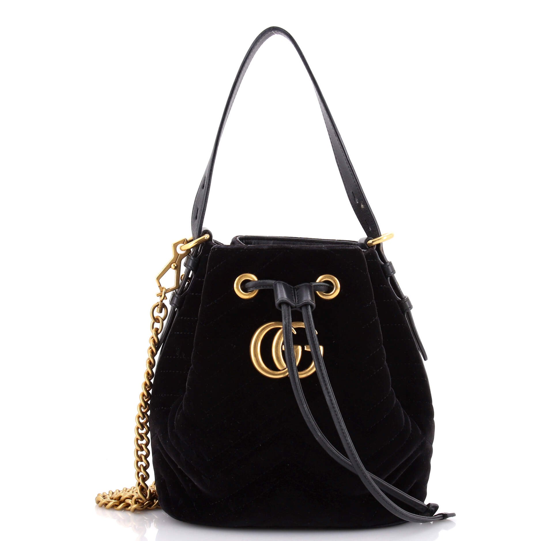 GG Marmont Bucket Bag Matelasse Velvet Small