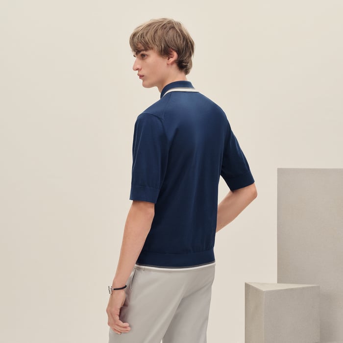 Indigo "Rayures & Twist" Polo Shirt