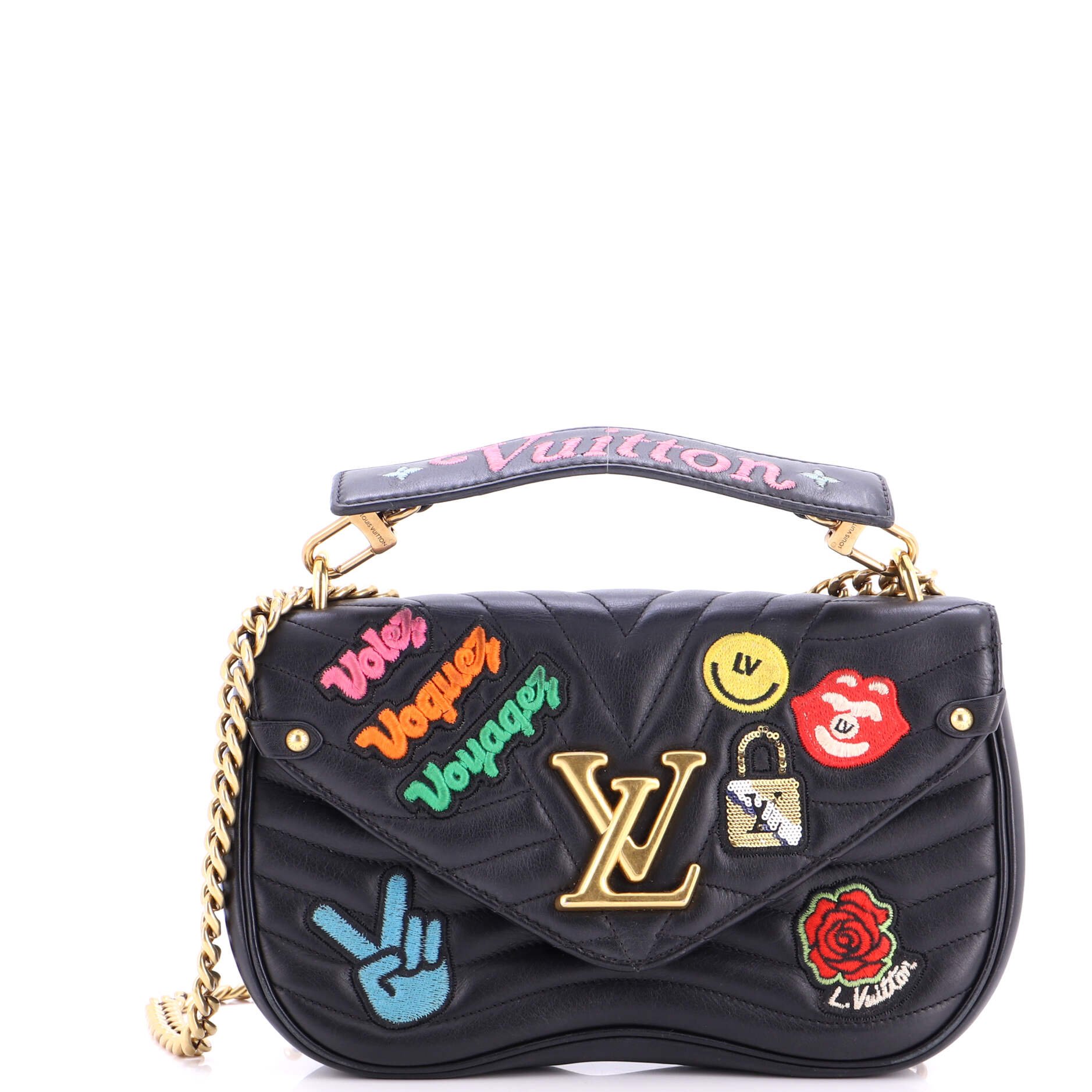 Louis Vuitton New Wave Chain Bag Limited Edition Patches Quilted Leather MM
