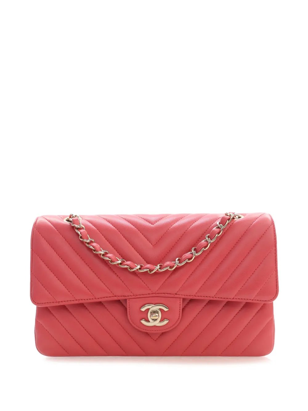 2017-2018 Medium Classic Chevron Lambskin Double Flap shoulder bag