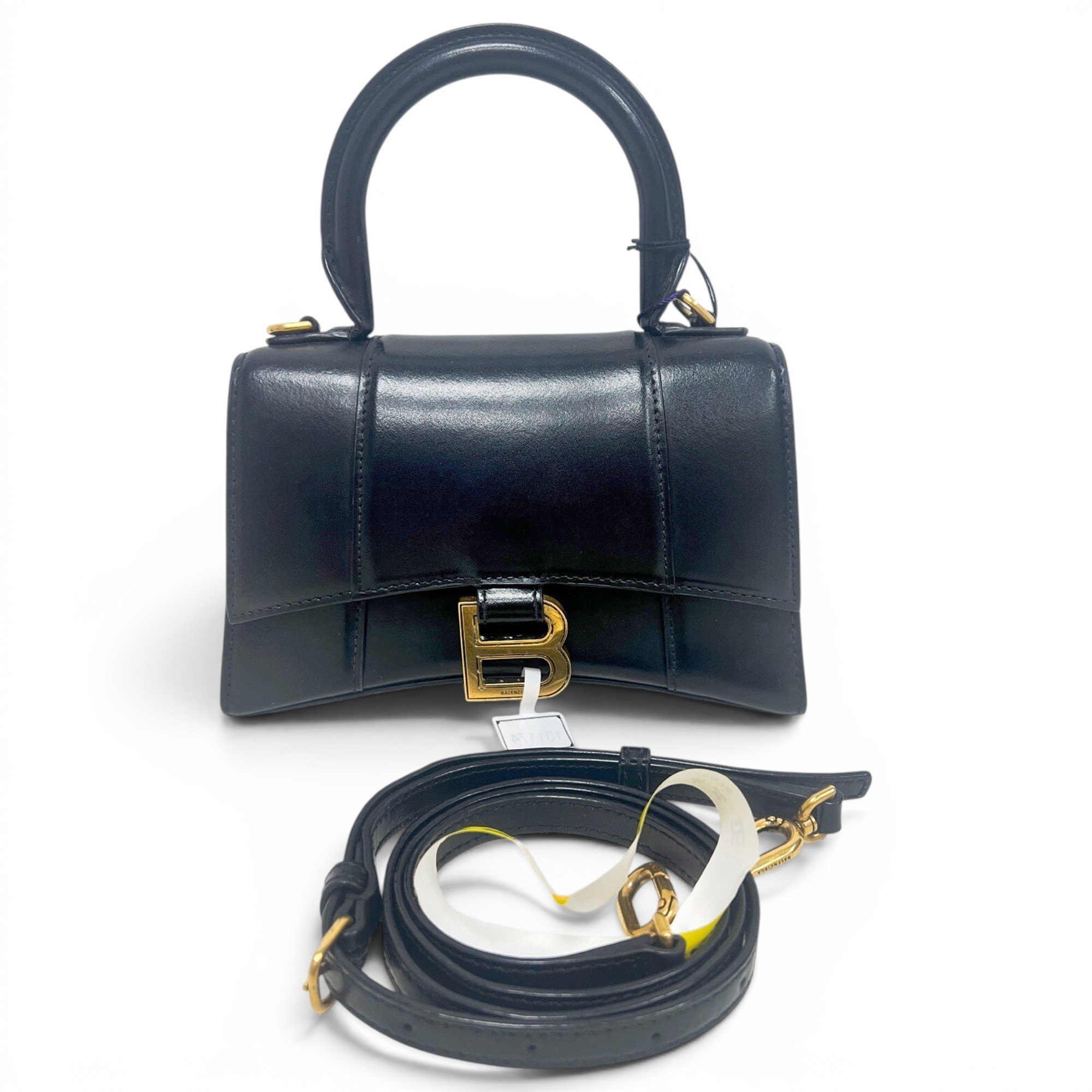 Hourglass leather handbag