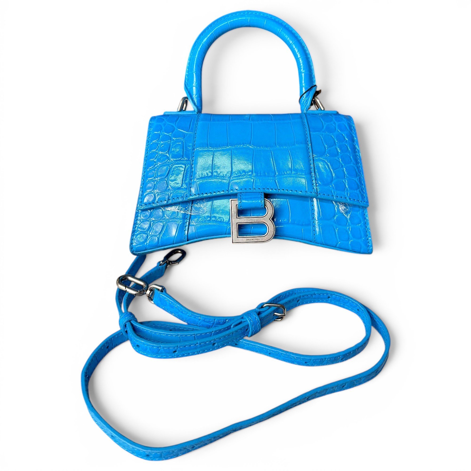 Hourglass leather handbag
