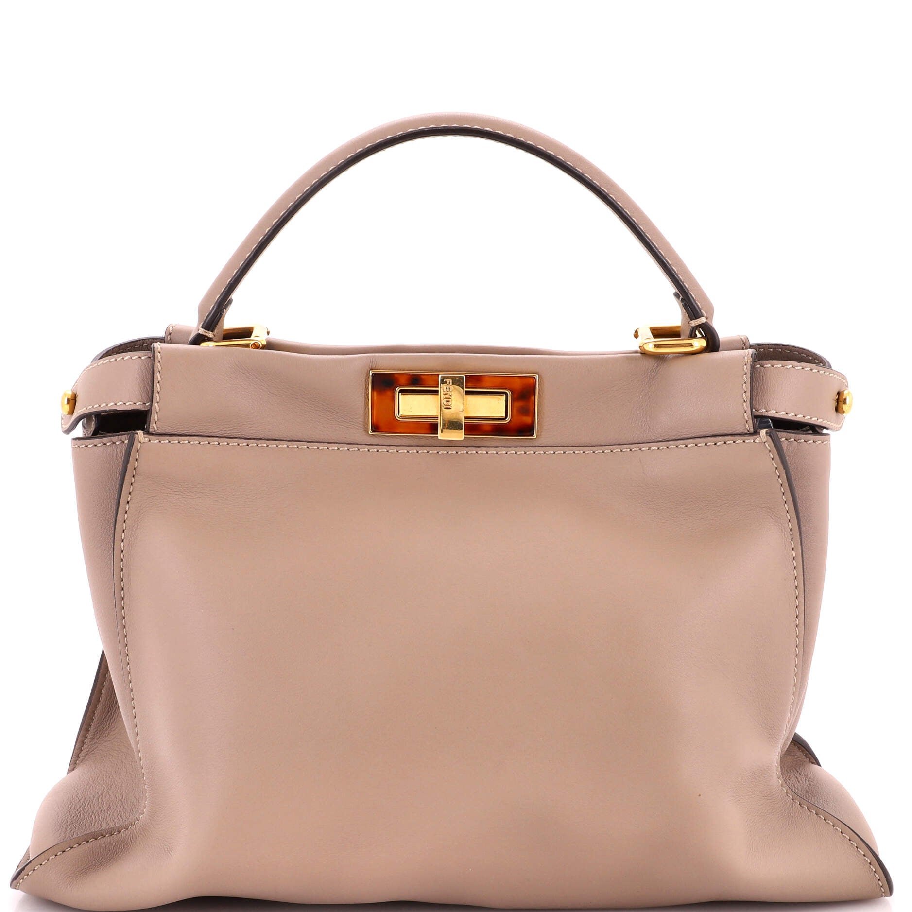 Peekaboo Bag Leather with Tortoise Detail Regular