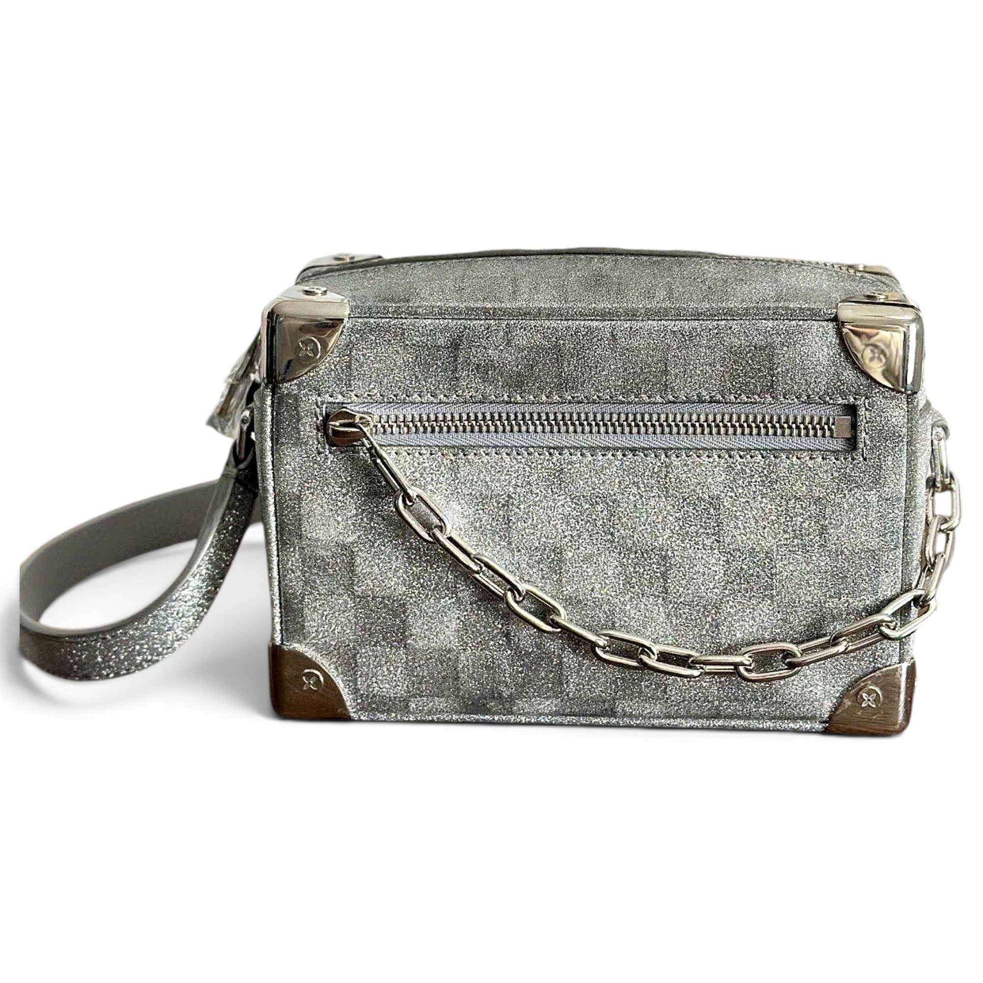 Petite Malle glitter crossbody bag