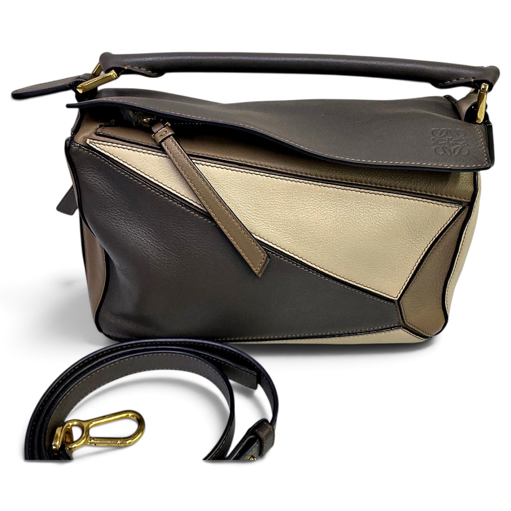 Puzzle leather handbag