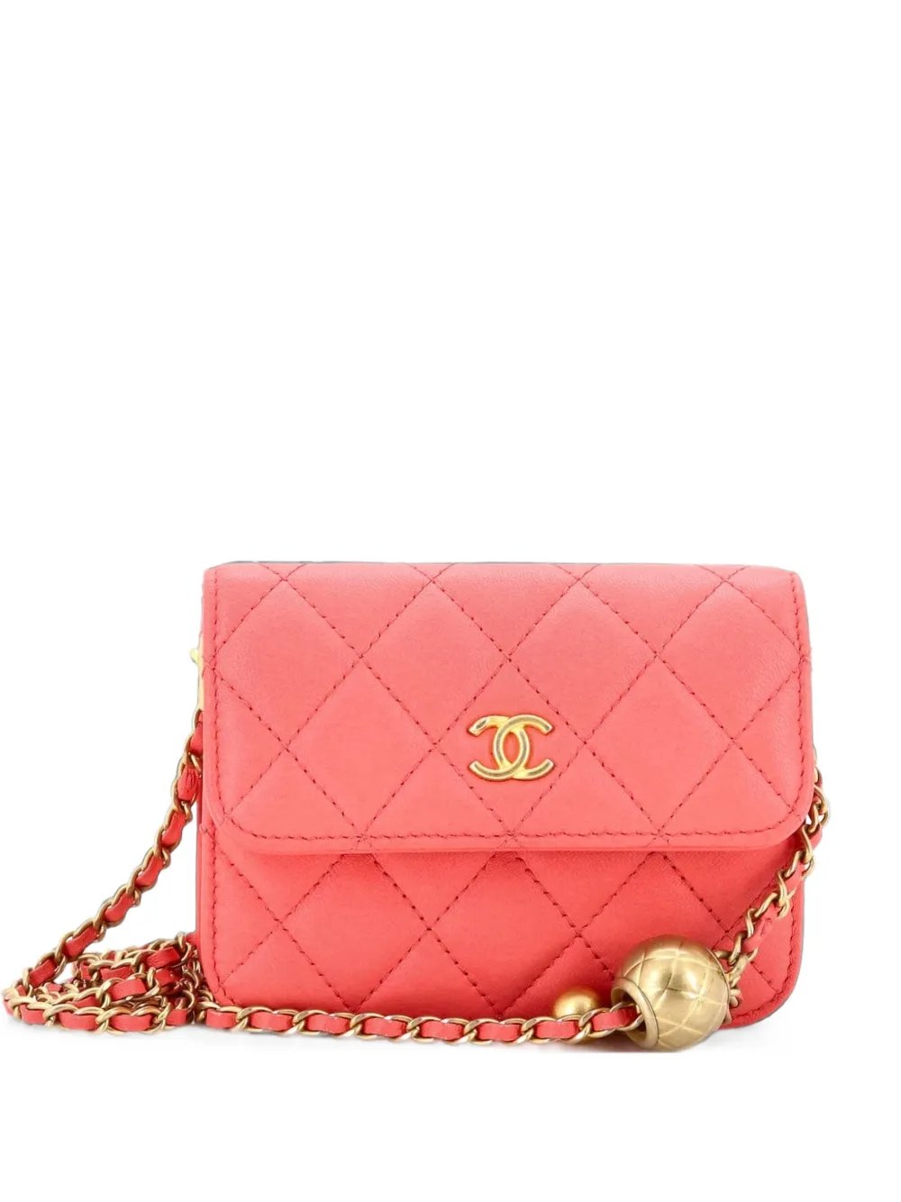 Pearl Crush Flap Clutch with Chain Quilted Lambskin Mini crossbody bag