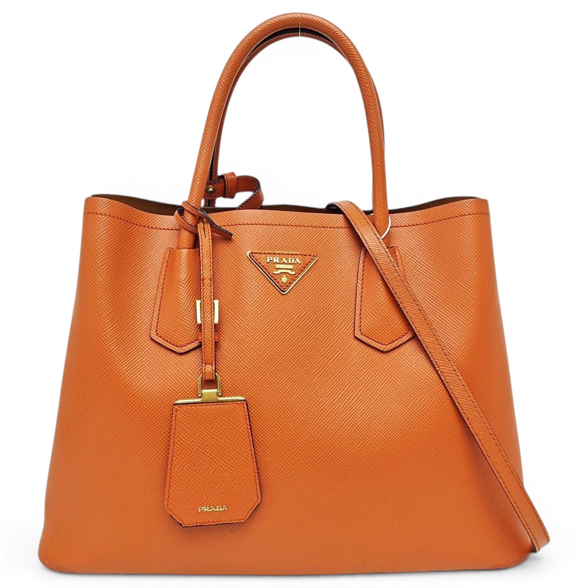 Double leather handbag