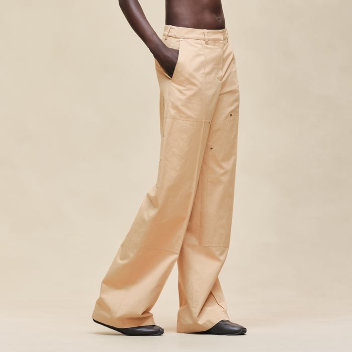 Beige Cajou Low Rise Pants