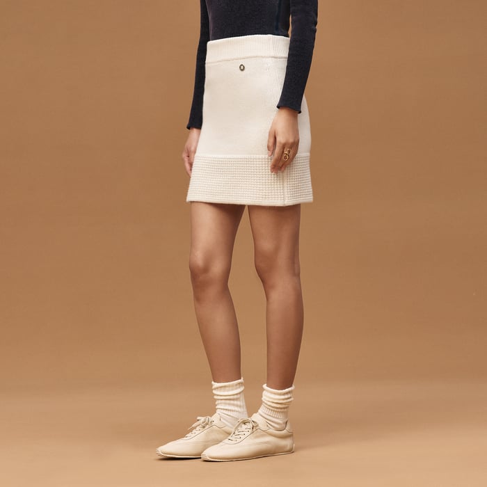 Blanc Naturel Cashmere Short Skirt