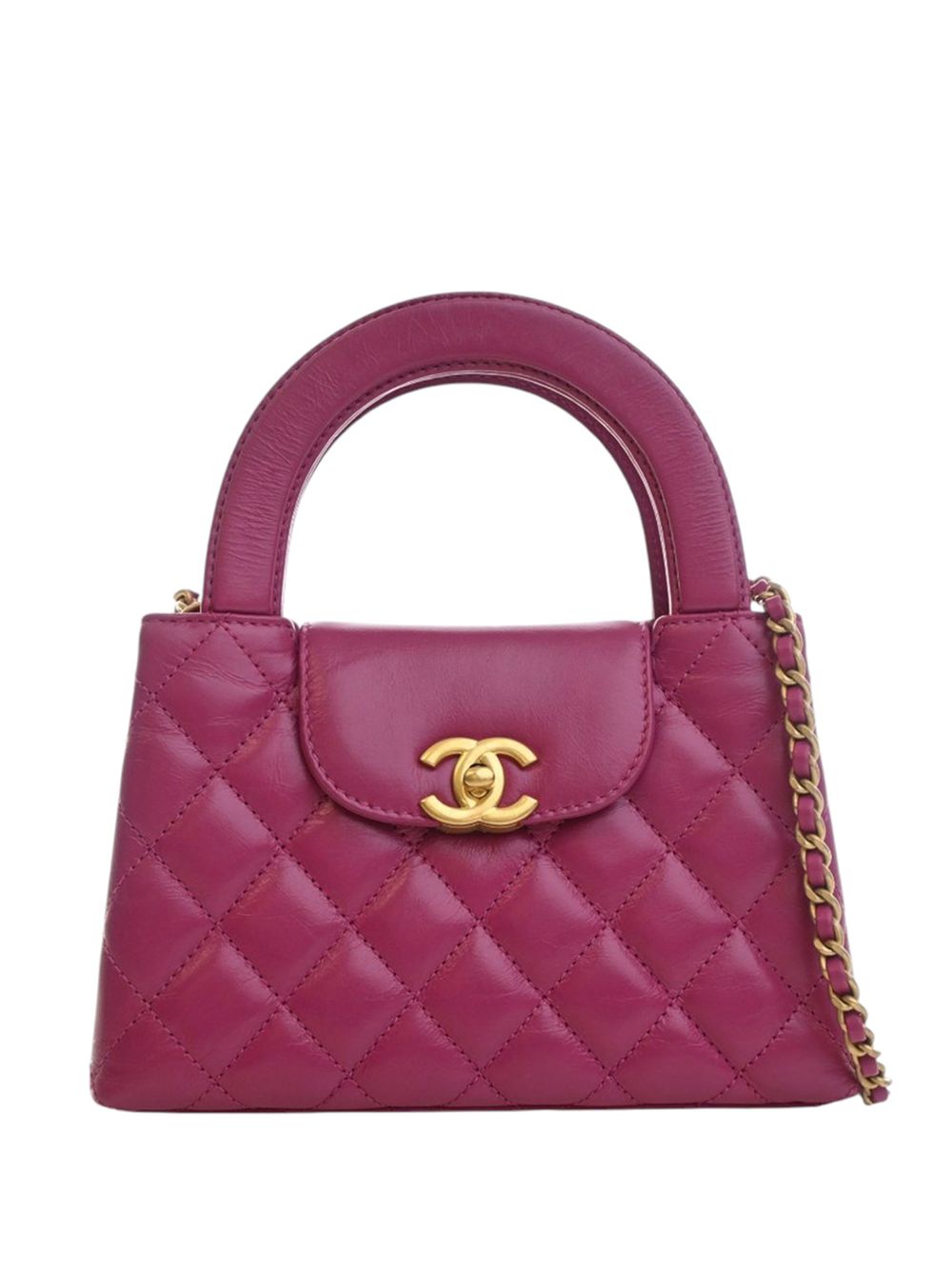 2021-2026 Nano Shiny Aged Calfskin Kelly Shopper Bag satchel