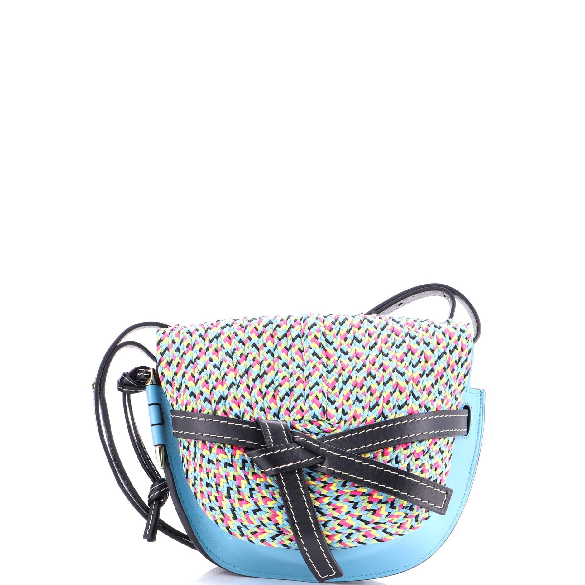 Loewe Gate Shoulder Bag Leather with Raffia Small