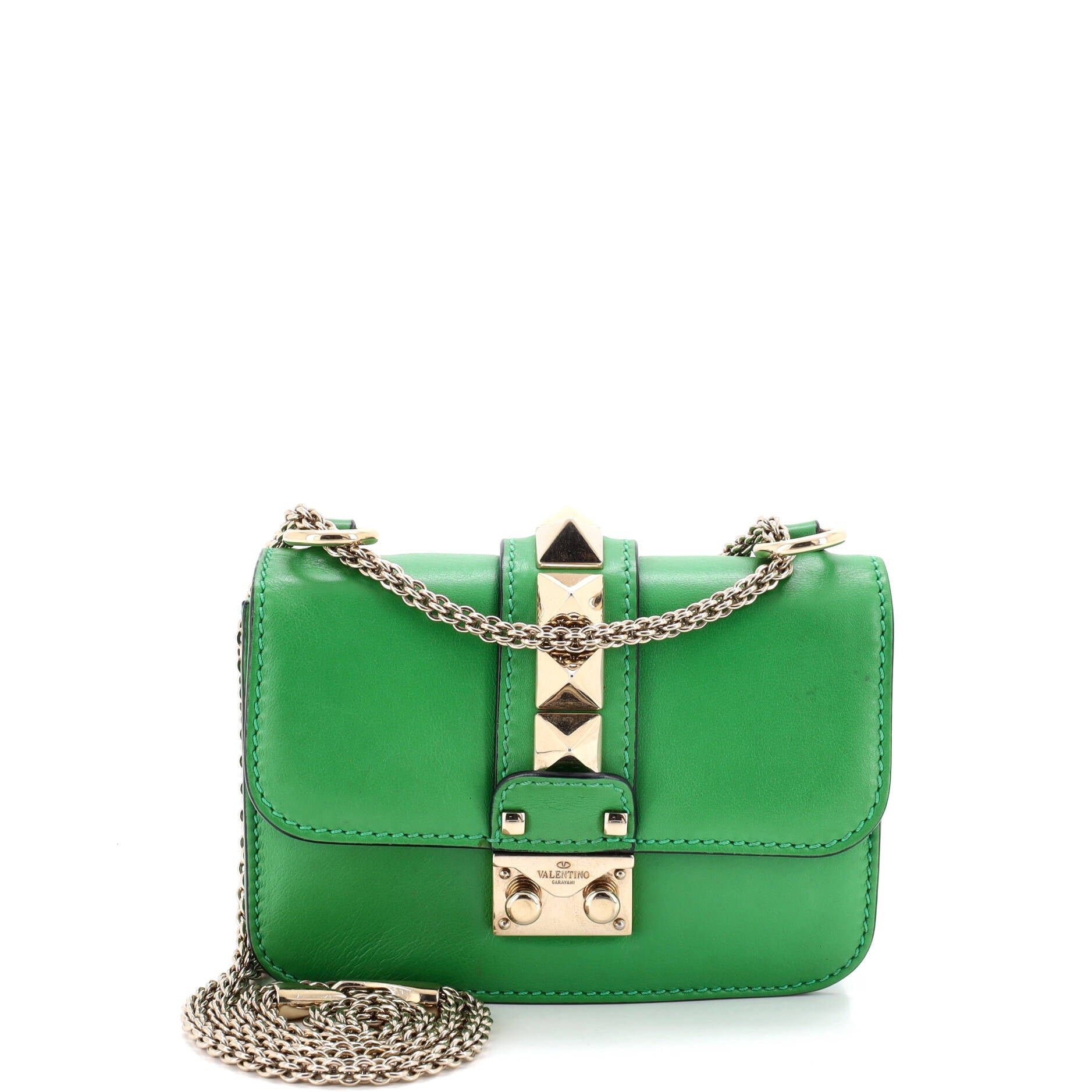 Glam Lock Shoulder Bag Leather Mini
