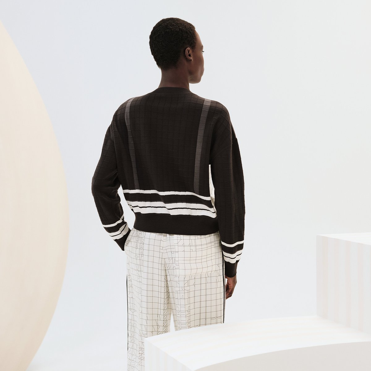 Marron Fusain "Coaching Deja Vu" Long-sleeve Twillaine Sweater