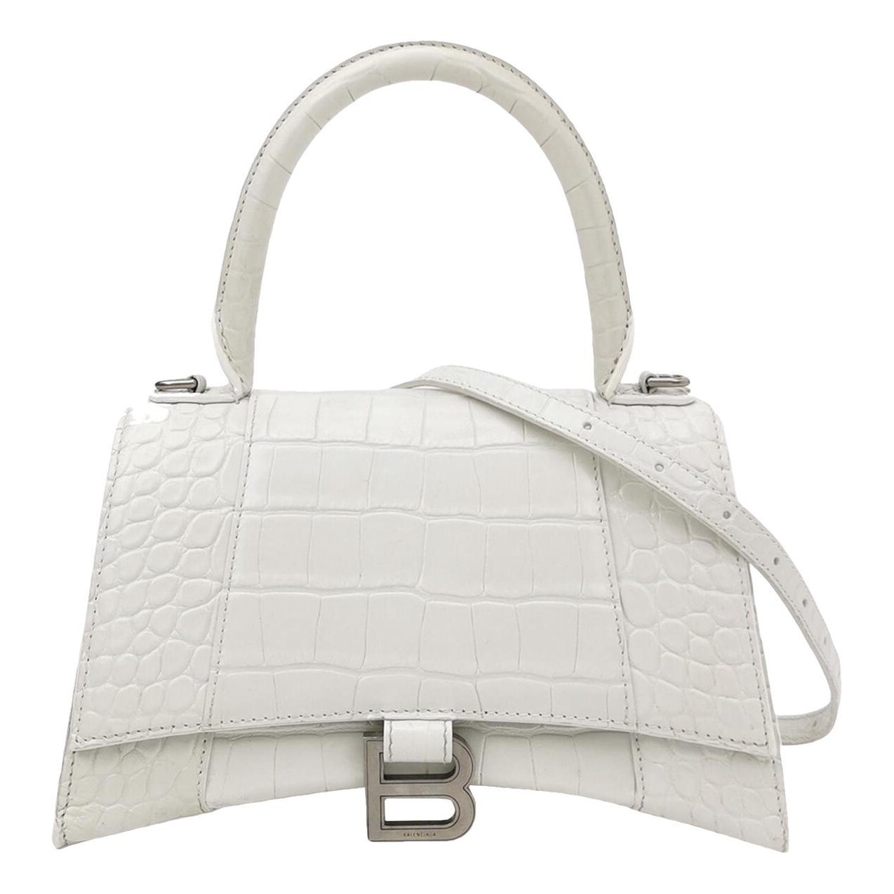 Hourglass leather handbag