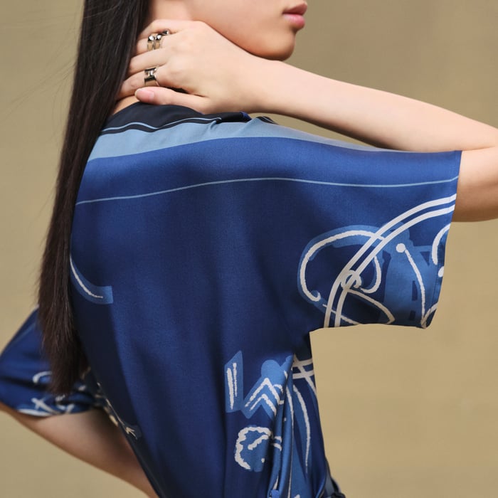 Bleu Lagune "Ex-libris a Main Levee" Caftan