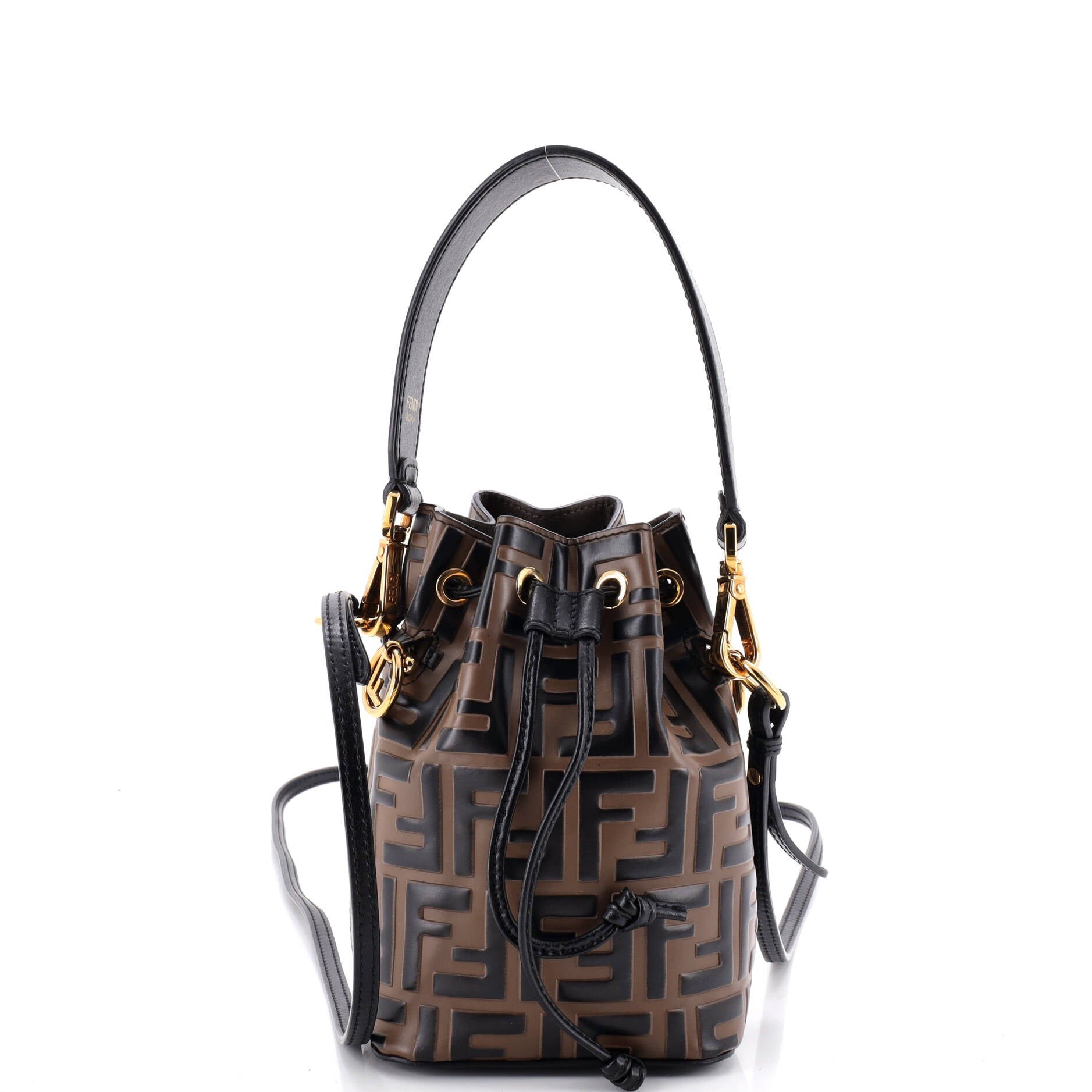 Mon Tresor Bucket Bag Zucca Embossed Leather Mini