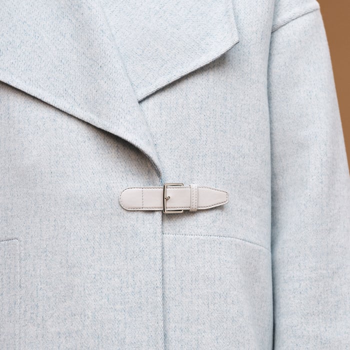 Bleu Cashmere Coat With Shawl Collar