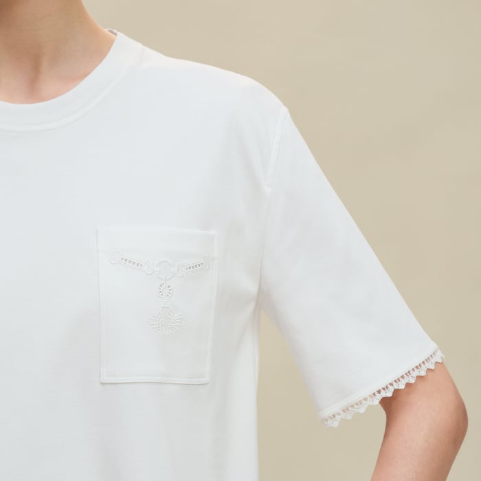 Blanc Embroidered Pocket Flared Dress