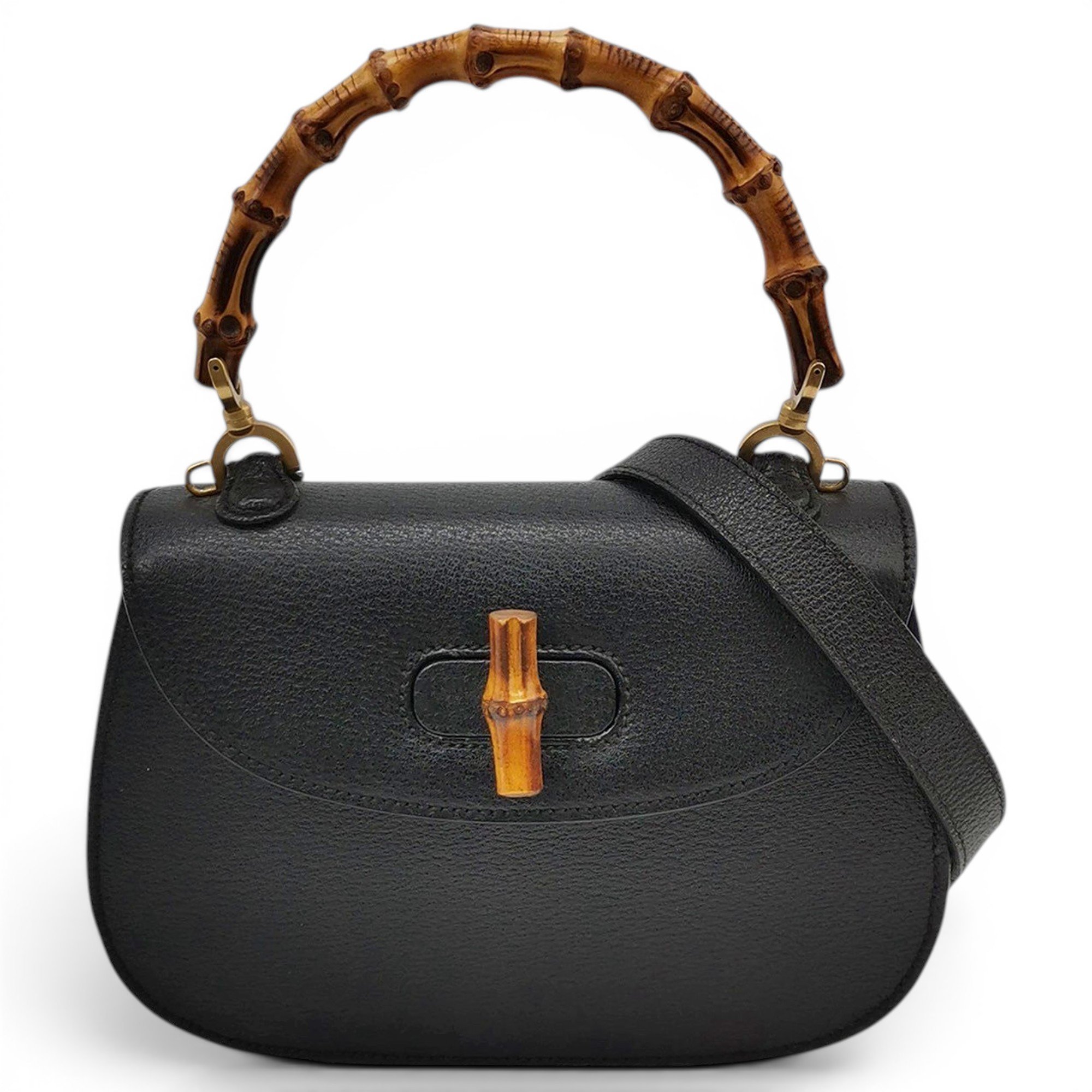 Convertible Bamboo Top Handle leather handbag