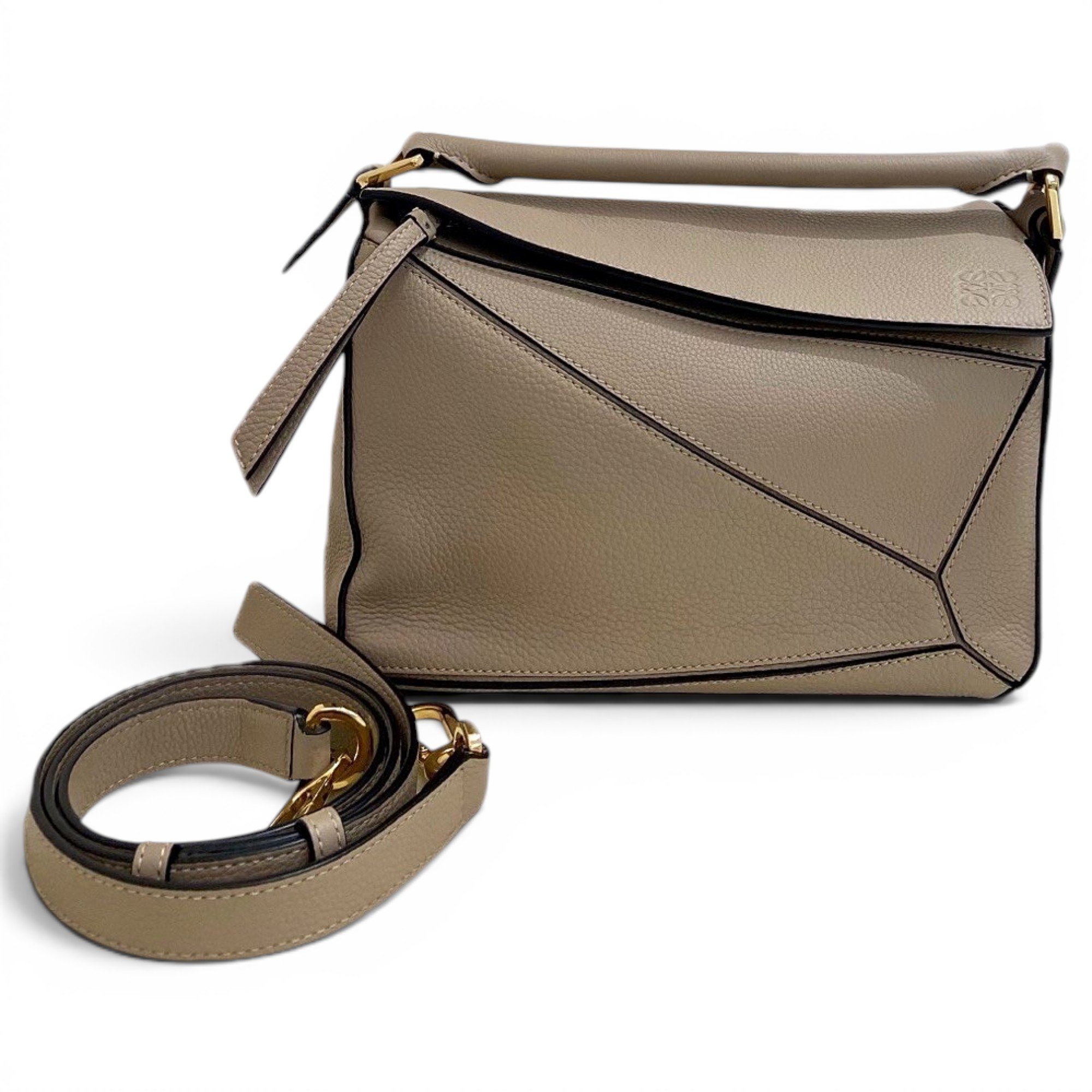 Puzzle leather handbag