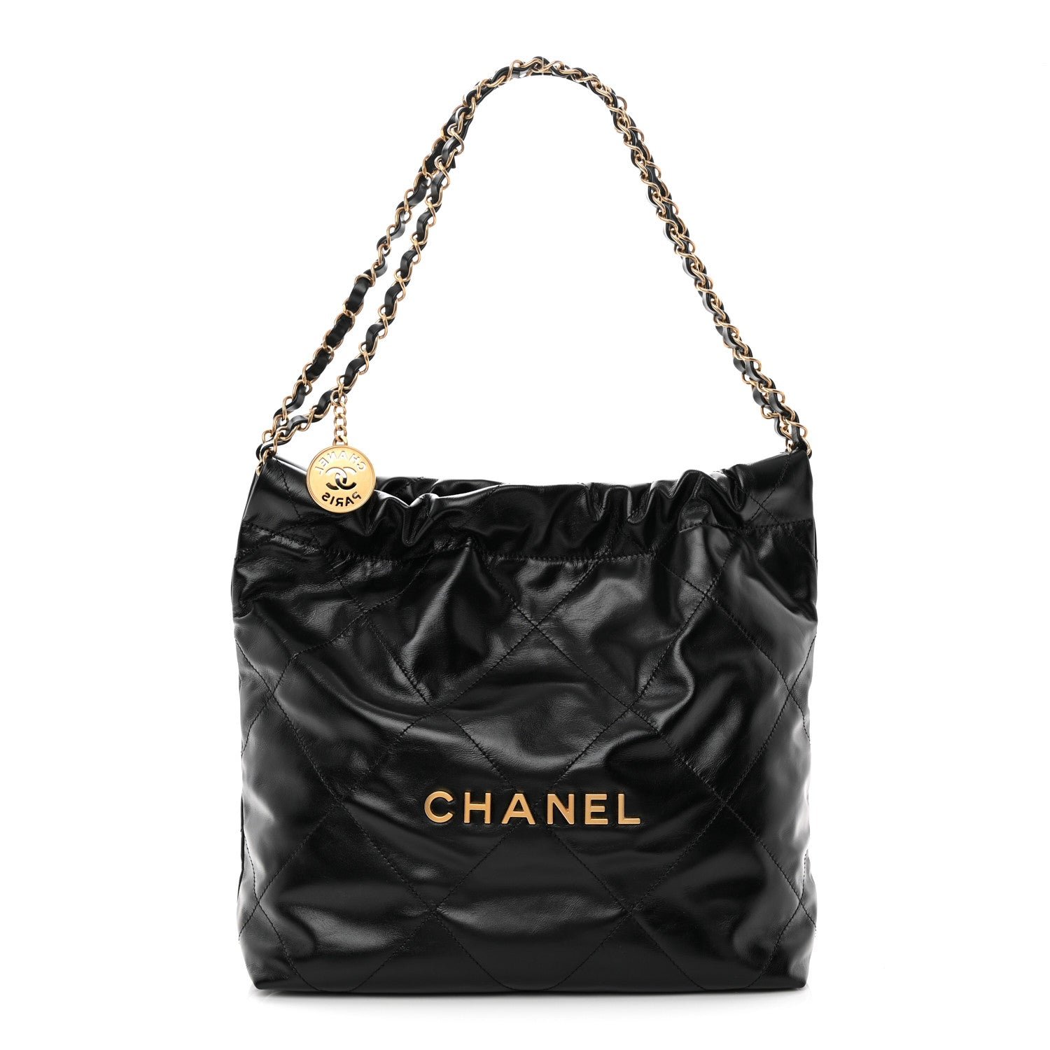 Chanel Shiny Calfskin Quilted Small Chanel 22 Black