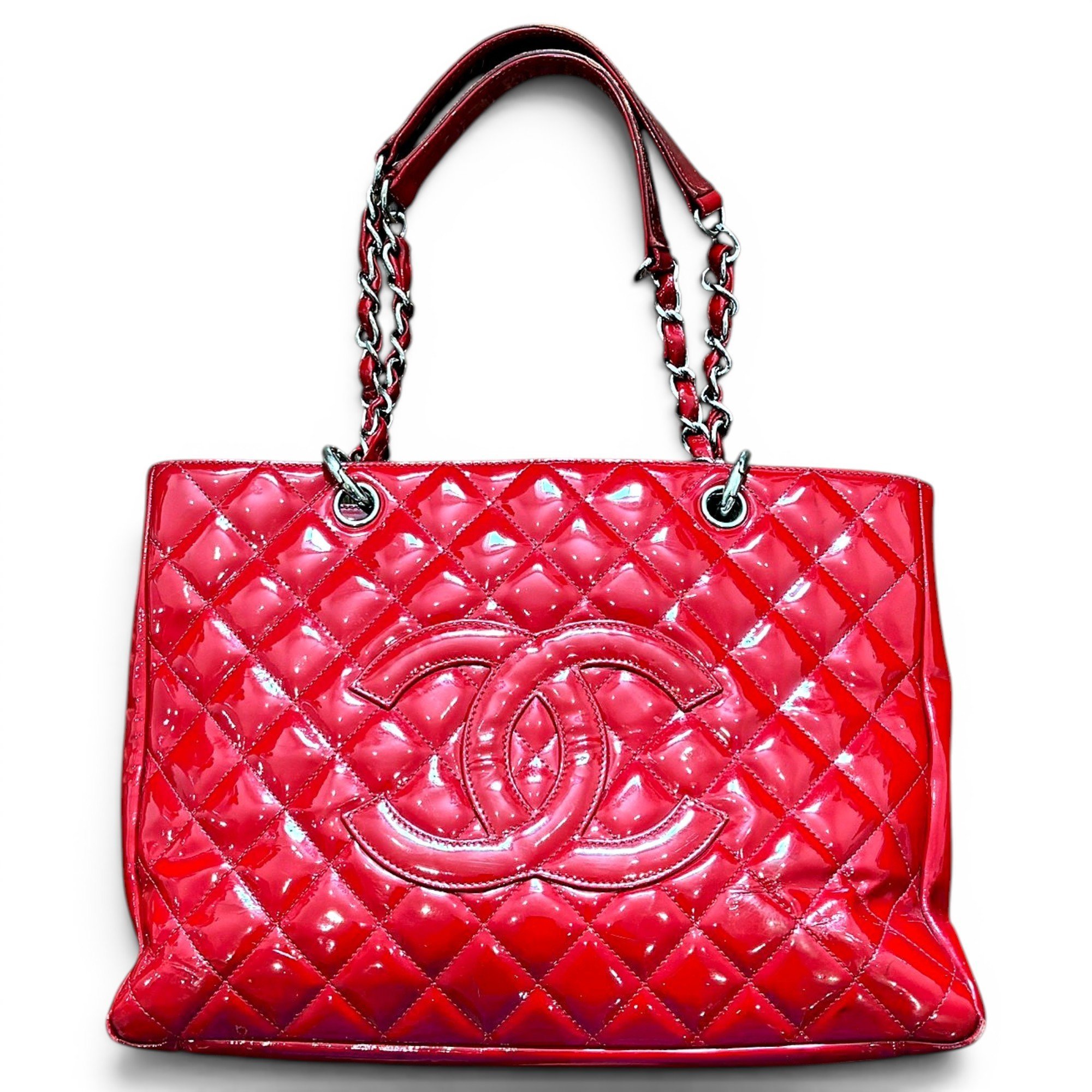 Grand shopping patent leather tote