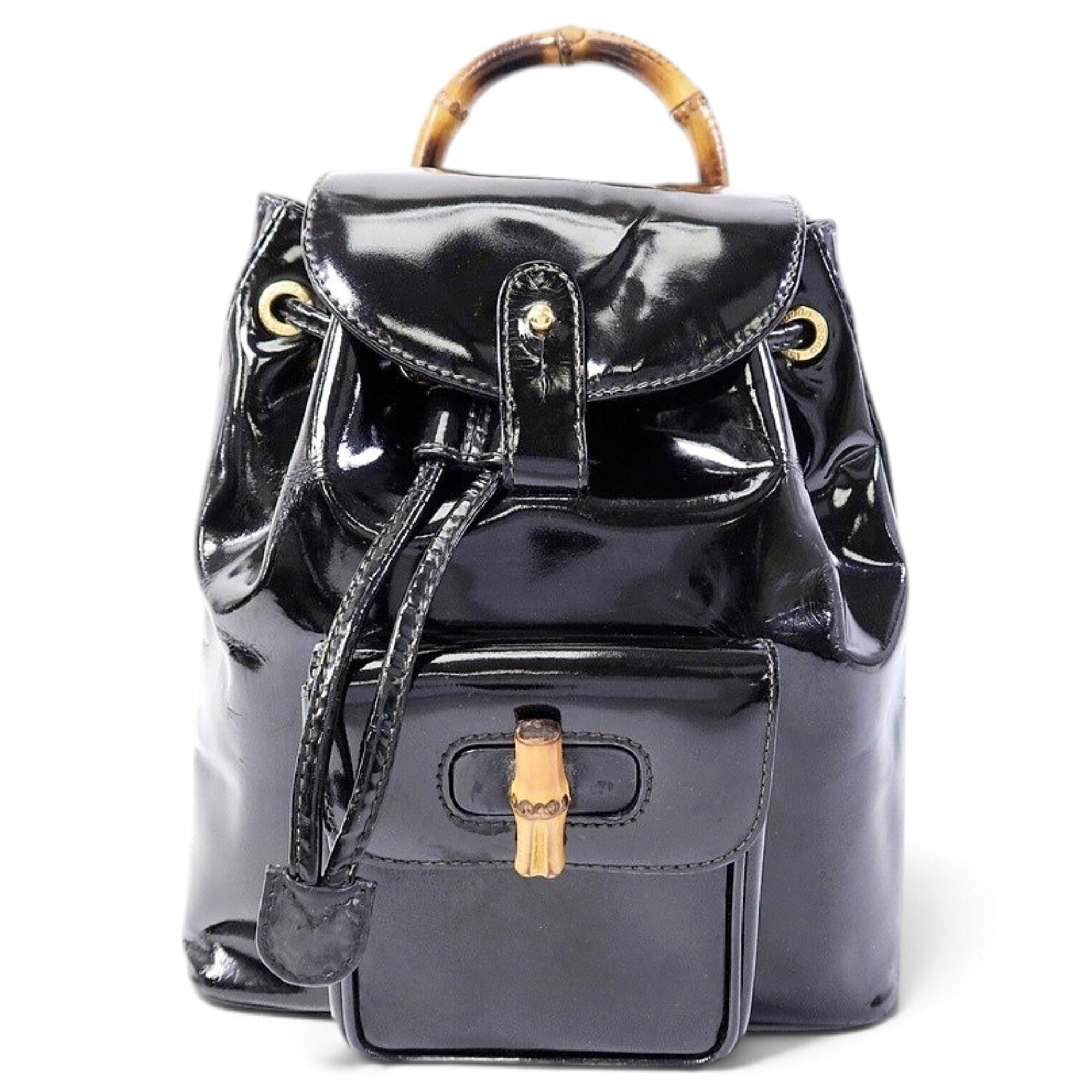 Vintage Bamboo patent leather backpack