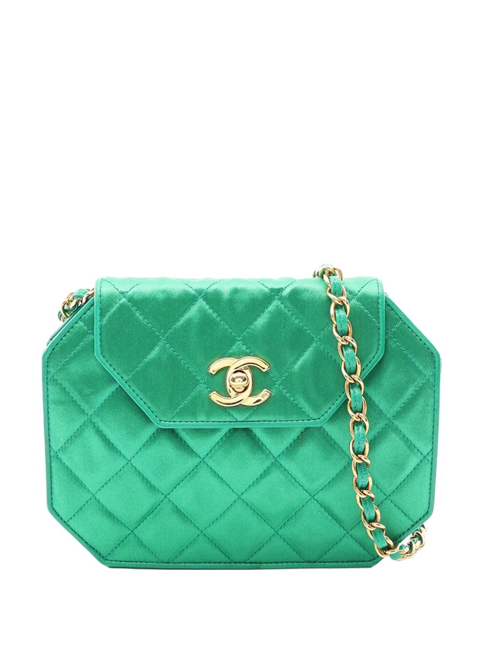 1989-1991 CC Quilted Satin Octagon Flap crossbody bag