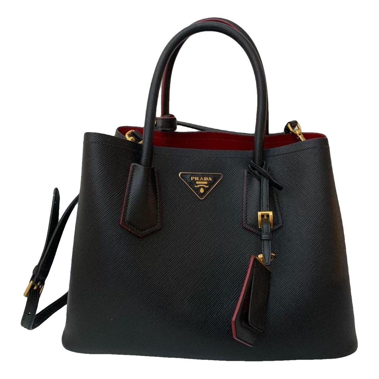 Double leather handbag