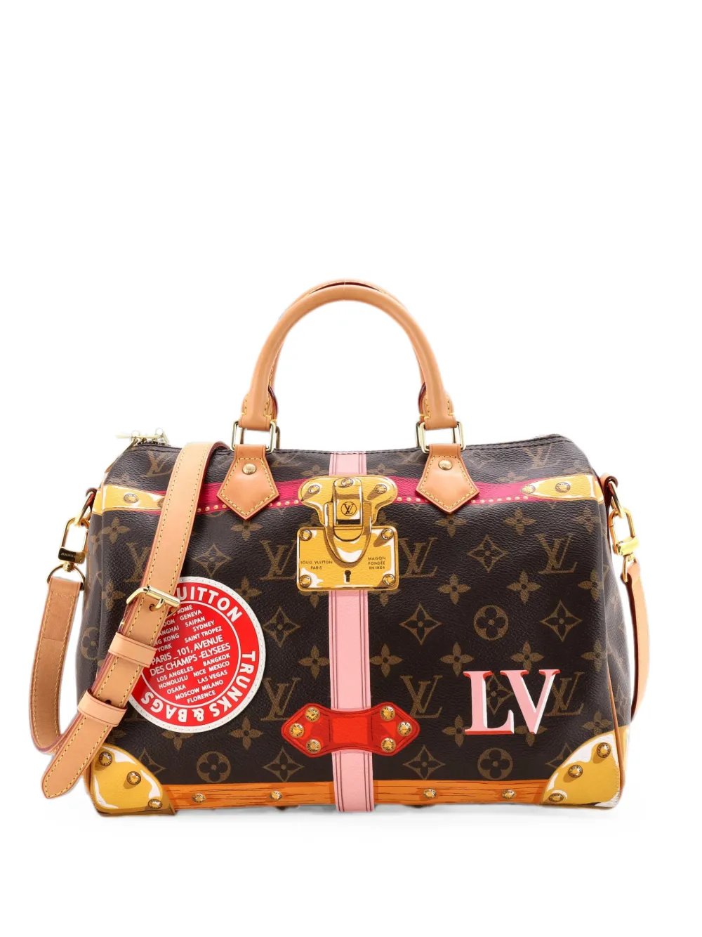 Louis Vuitton Speedy Bandouliere Bag Limited Edition Summer Trunks Monogram Canvas 30 satchel