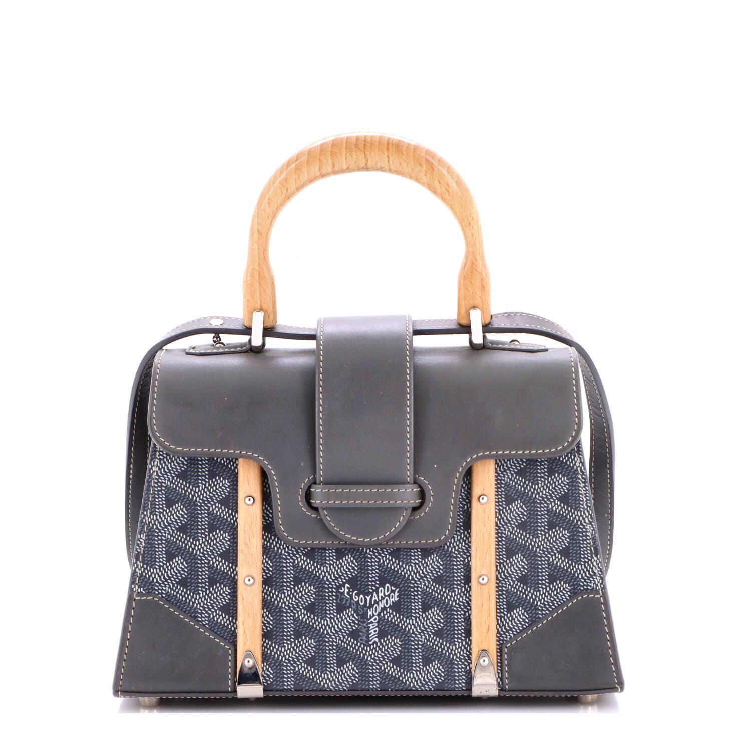Structured Saigon Top Handle Bag Coated Canvas with Leather Mini